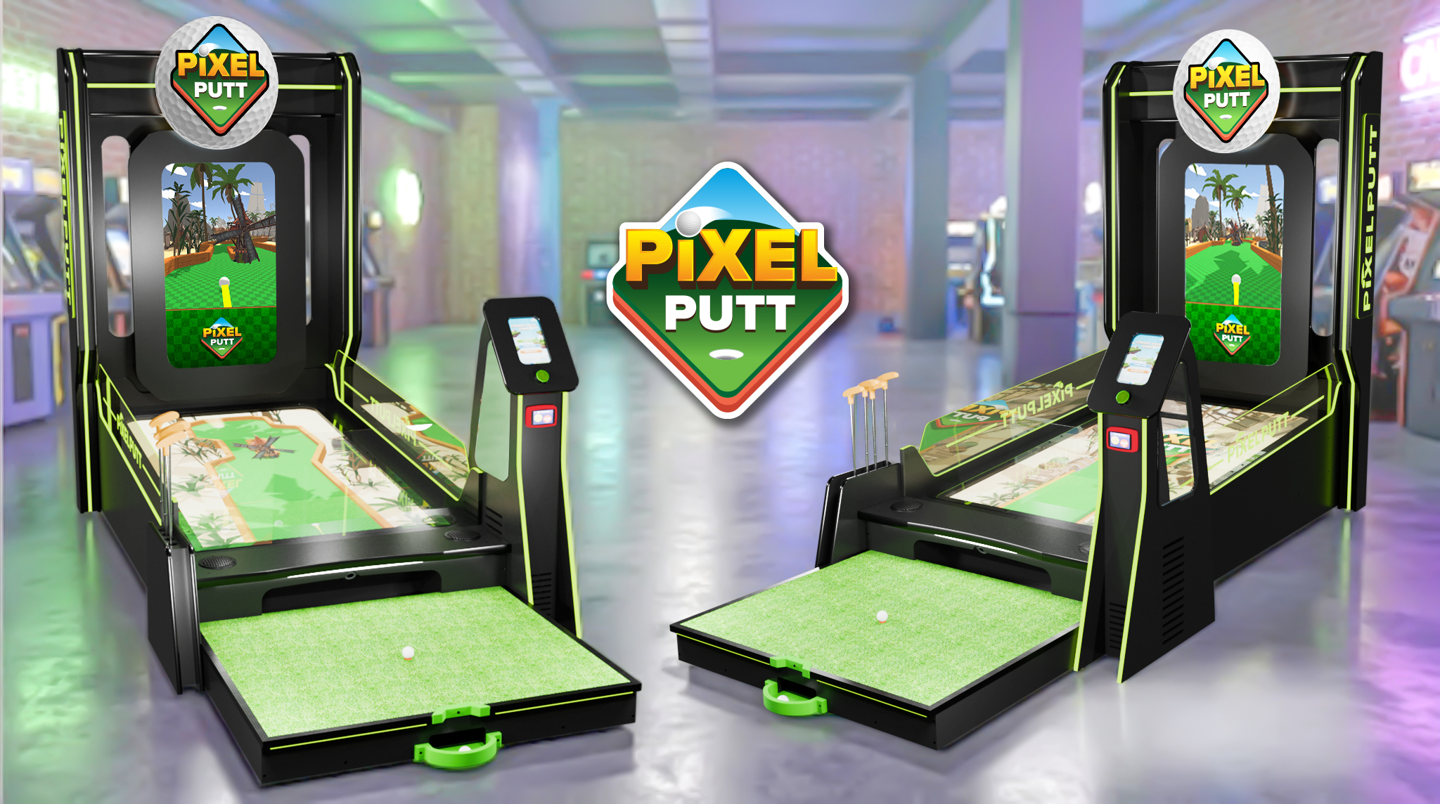 Original Pixel Putt enclosed cabinet design at IAAPA Expo 2025